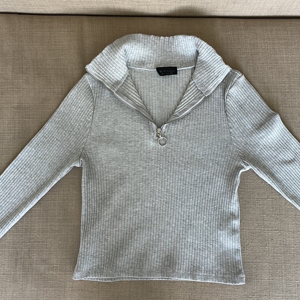 TOP SHOP I Ribbed Half zip